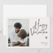 Carte de Saint-Valentin Beige avec Photo et Messag (Devant / Derrière)