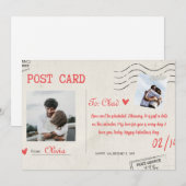 Carte de Saint-Valentin beige et rouge à l'esthéti (Devant / Derrière)