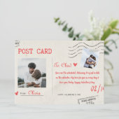 Carte de Saint-Valentin beige et rouge à l'esthéti (Debout devant)