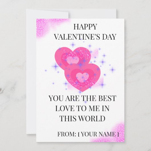 Carte de Saint-Valentin blanche avec deux cœurs | (Devant)