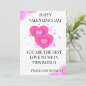 Carte de Saint-Valentin blanche avec deux cœurs | (Debout devant)