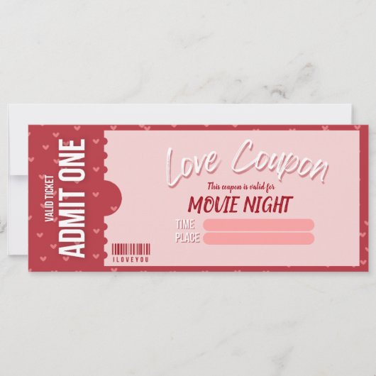 Carte de Saint-Valentin Bon de l'Amour (Devant)