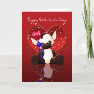 Carte de Saint-Valentin - chat siamois mignon