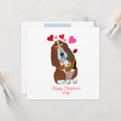 Carte de Saint-Valentin Chien Basset (Devant/Arrière en situation)