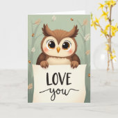 Carte de Saint-Valentin Chouette Automnale Mignonn (Fleur jaune)