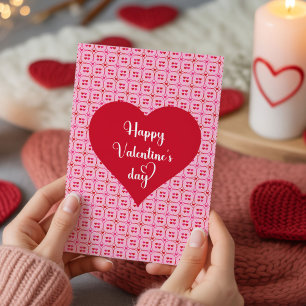 Carte de Saint-Valentin Classique Rose Cœurs Rouge