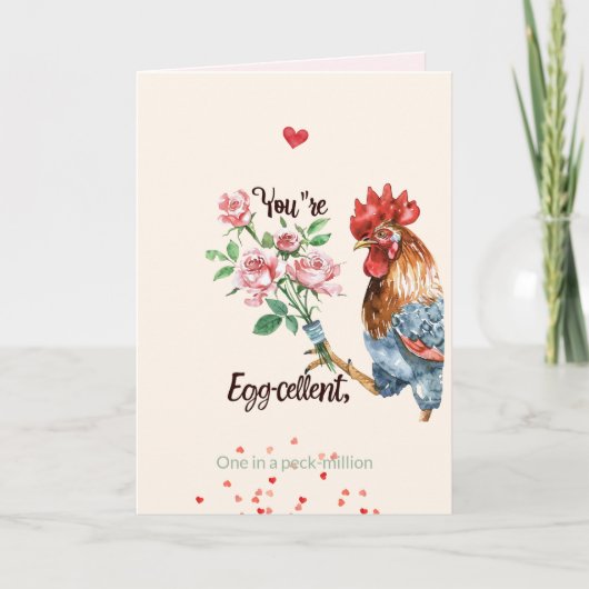 Carte de Saint-Valentin Coq Egg-cellent Mignon (Devant)