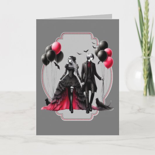 Carte de Saint Valentin Couple Gothique Salutation (Devant)