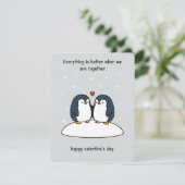 Carte de Saint-Valentin Couple Manchot Mignon Pour (Debout devant)