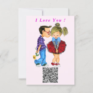 Carte de Saint Valentin Couple romantique QR Code