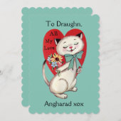 Carte de Saint-Valentin de Chat de Siamese (Devant / Derrière)