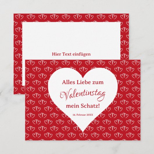 Carte de Saint-Valentin : Deux cœurs liés - (Devant / Derrière)