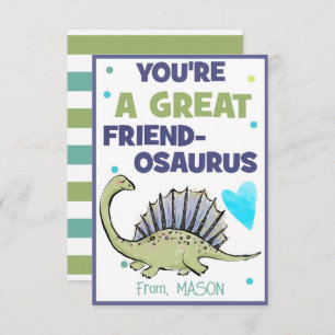 Carte de Saint-Valentin Dinosaur pour enfants Ami-