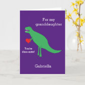 Carte de Saint Valentin Dinosaure Violet (Fleur jaune)