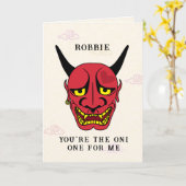 Carte de Saint-Valentin drôle d'Oni japonais (Fleur jaune)