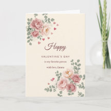 Carte de Saint-Valentin Fleurie Rose Personnalisée