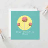 Carte de Saint-Valentin gâteau pop sucré (Devant/Arrière en situation)