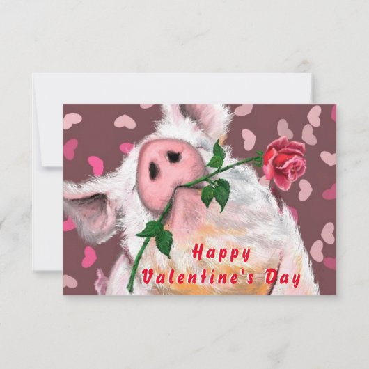 Carte de Saint Valentin Gentleman Pig QR Code Wish (Devant)