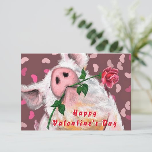 Carte de Saint Valentin Gentleman Pig QR Code Wish (Debout devant)