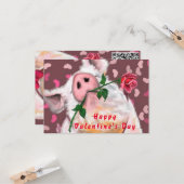 Carte de Saint Valentin Gentleman Pig QR Code Wish (Devant/Arrière en situation)