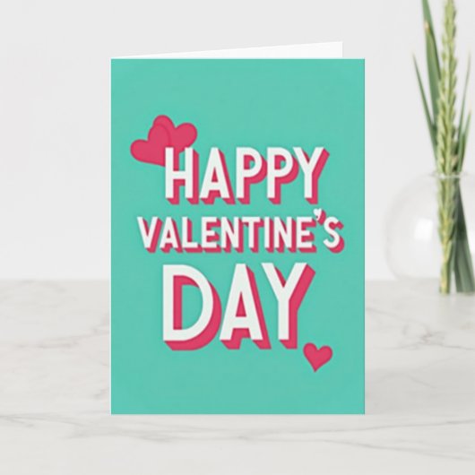 Carte de Saint-Valentin Happy Aqua Cœurs 3D (Devant)