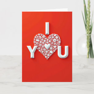 Carte de Saint-Valentin 'Je t'aime cœur cramoisi'
