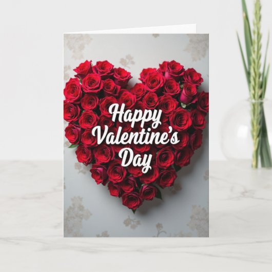 Carte de Saint-Valentin Joyeuse avec des Roses (Devant)