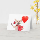 Carte de Saint-Valentin Joyeuse Chien Chihuahua Av (Fleur jaune)