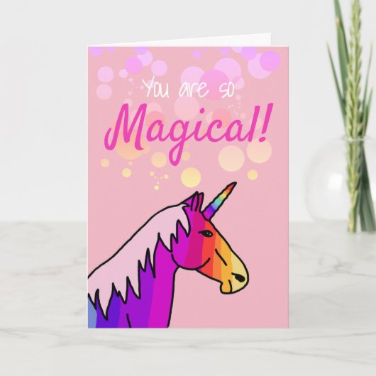 Carte de Saint‑Valentin magique licorne rose arc‑e (Devant)
