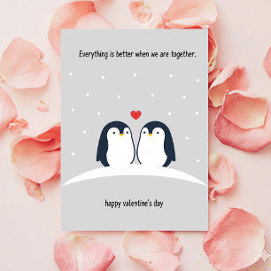 Carte de Saint-Valentin Manchot Cadeau Romantique