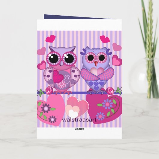 Carte de Saint Valentin mignonne avec Chouette d'A (Dos)