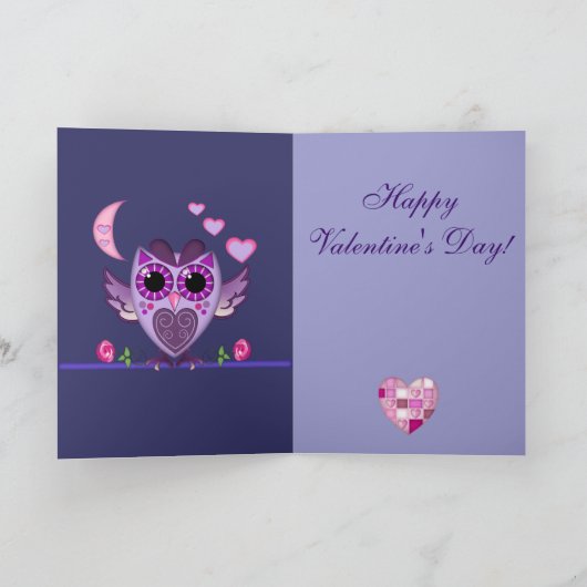 Carte de Saint Valentin mignonne avec Chouette d'A (Intérieur)