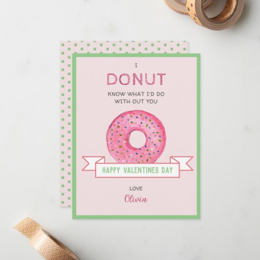 Carte de Saint-Valentin Mini plate Donut (Devant/Arrière en situation)