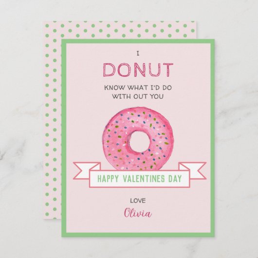 Carte de Saint-Valentin Mini plate Donut avec Note (Devant / Derrière)
