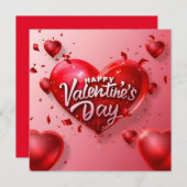 Carte de Saint-Valentin Moderne Rouge Joyeuse Fête (Devant / Derrière)