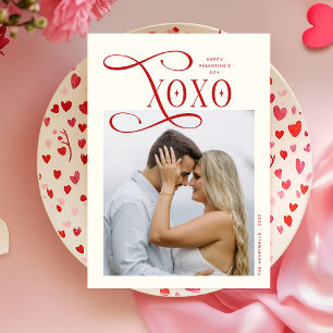 Carte de Saint-Valentin Moderne XOXO pour Couple a
