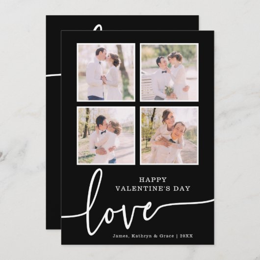 Carte de Saint Valentin noir et blanc (Devant / Derrière)