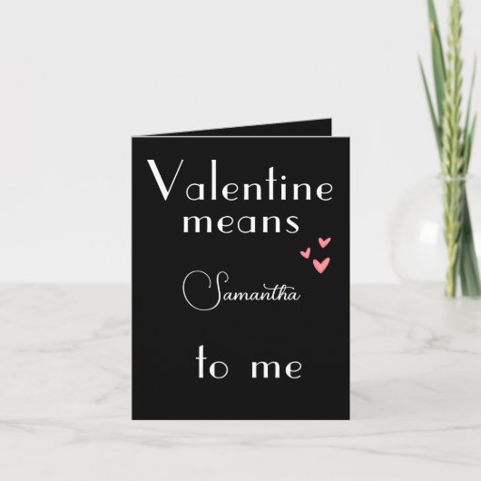 Carte de Saint-Valentin noire avec nom personnalis (Devant)