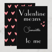 Carte de Saint-Valentin noire pour les êtres chers (Devant / Derrière)