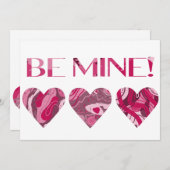 Carte de Saint-Valentin peinte en rose rouge tourb (Devant / Derrière)