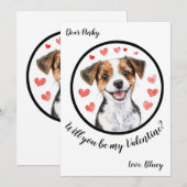 Carte de Saint-Valentin personnalisable Jack Russe (Devant / Derrière)