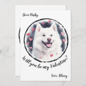 Carte de Saint-Valentin personnalisable Samoyède (Devant / Derrière)