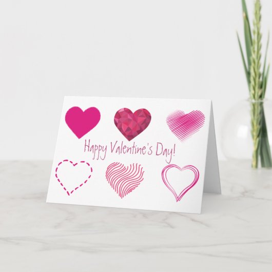 Carte de Saint-Valentin personnalisable Six Cœurs (Devant)
