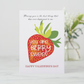 Carte de Saint-Valentin personnalisée aux fraises (Debout devant)