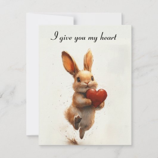 Carte de Saint-Valentin personnalisée avec un lapi (Devant)