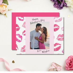Carte de Saint-Valentin photo Kiss Watercolor Rose