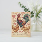 Carte de Saint-Valentin poulet coq fabuleuse (Debout devant)