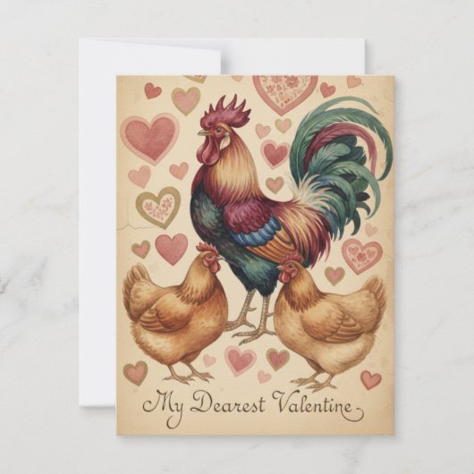 Carte de Saint-Valentin poulet coq fabuleuse (Devant)
