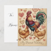 Carte de Saint-Valentin poulet coq fabuleuse (Devant / Derrière)