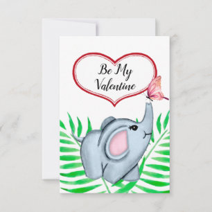 Carte de Saint-Valentin pour bébé éléphant et papi